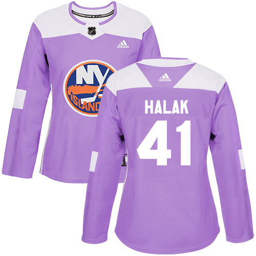 Adidas Islanders #41 Jaroslav Halak Purple Authentic Fights Cancer Women's Stitched NHL Jersey